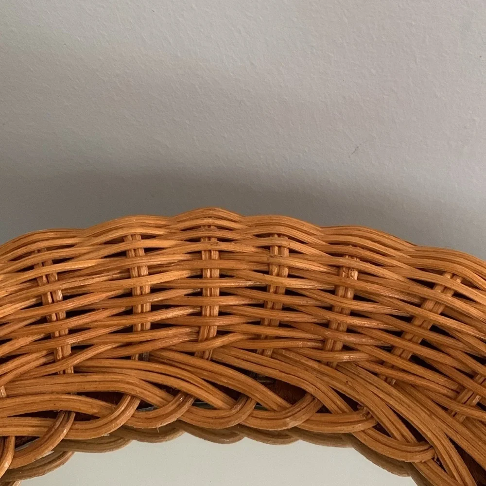 Bohemian Wicker Arch‎ Mirror wall decor tan rattan traditional kids home decor